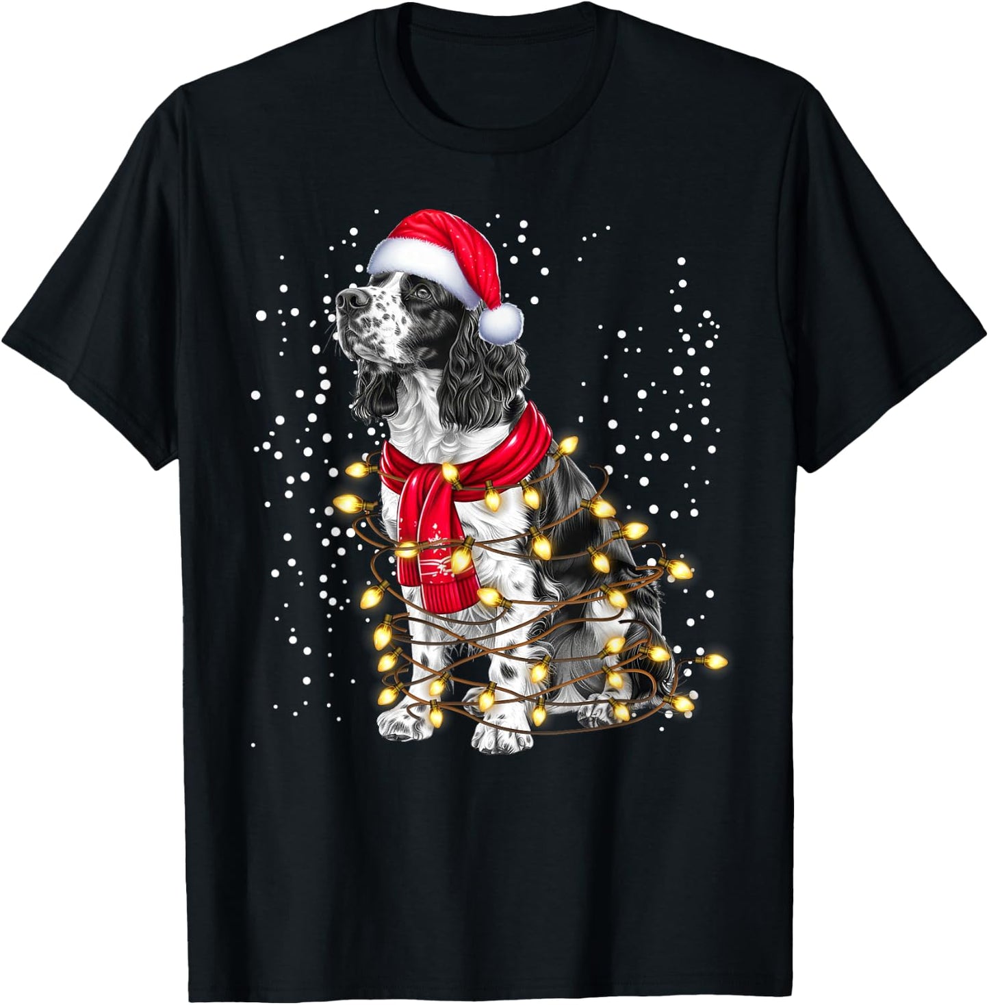 English Springer Spaniel dog Ugly Christmas Dog Xmas T-Shirt - T-Shirt | Black