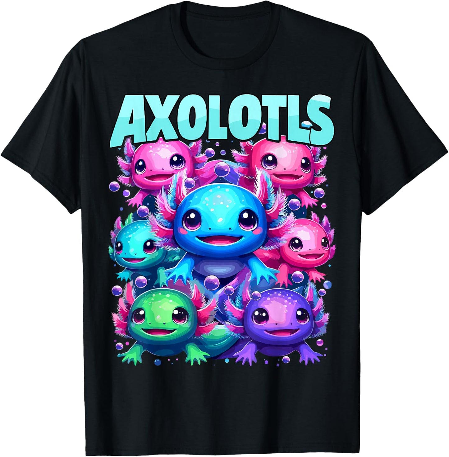 Axolotl Kawaii Funny Axolotls Animals T-Shirt - T-Shirt | Black