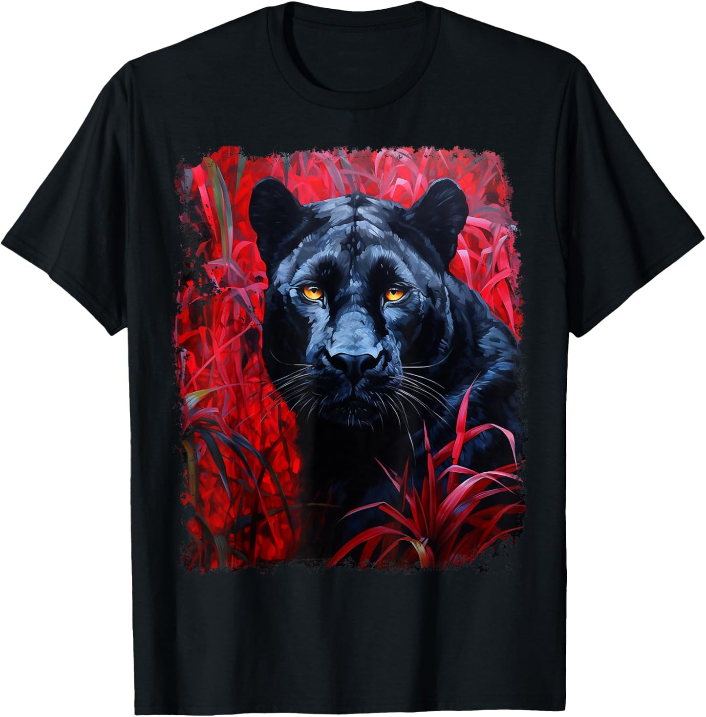 Pop Art Red Panther Black T-Shirt - T-Shirt | Black
