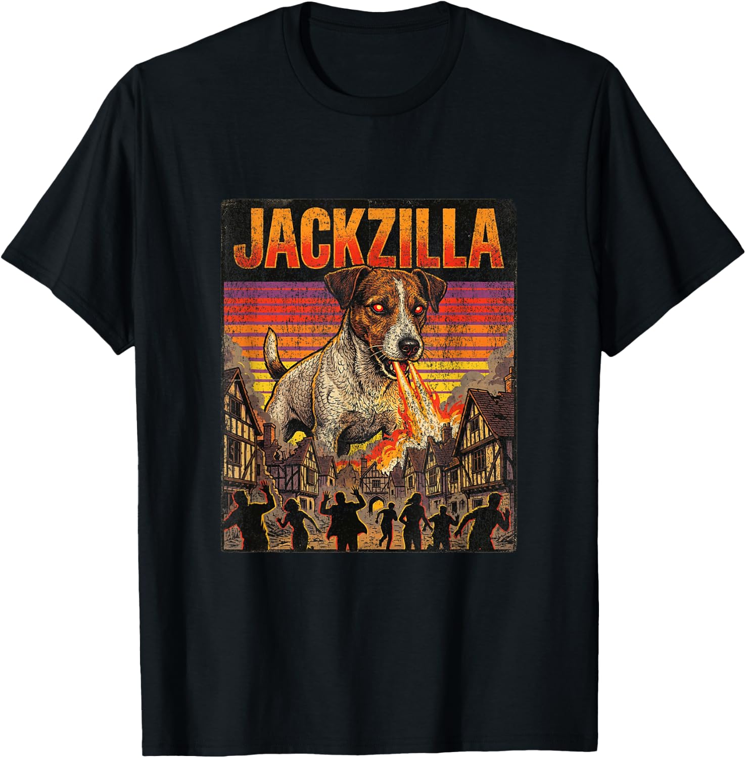 Jackzilla Jack Russell Terrier Dog - JRT Dogzilla Monster T-Shirt - T-Shirt | Black