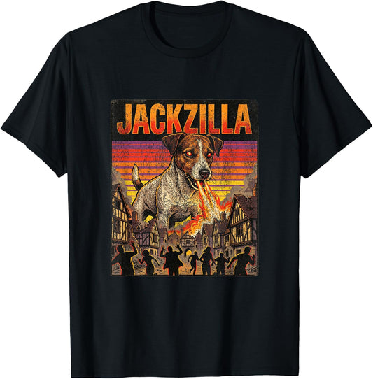Jackzilla Jack Russell Terrier Dog - JRT Dogzilla Monster T-Shirt - T-Shirt | Black