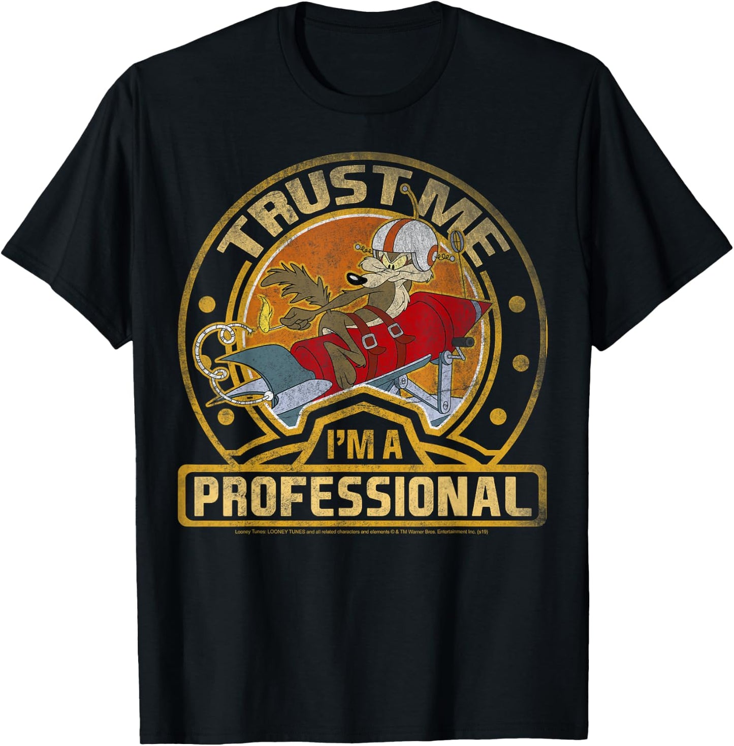 Looney Tunes Wile E. Coyote Trust Me I'm A Professional Short Sleeve T-Shirt - T-Shirt | Black