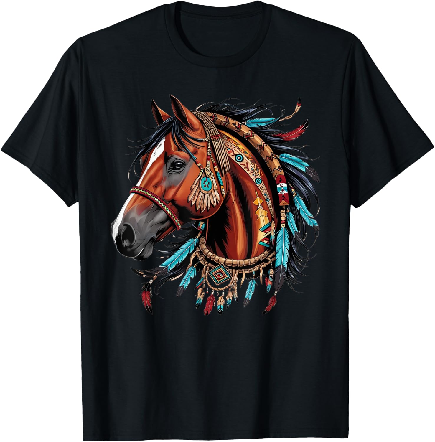 Horse Native American Indigenous Heritage indian Pride T-Shirt - T-Shirt | Black