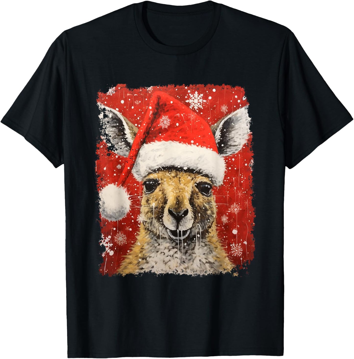 Pop Art Vintage Zoo Australia Animal Christmas Kangaroo T-Shirt - T-Shirt | Black