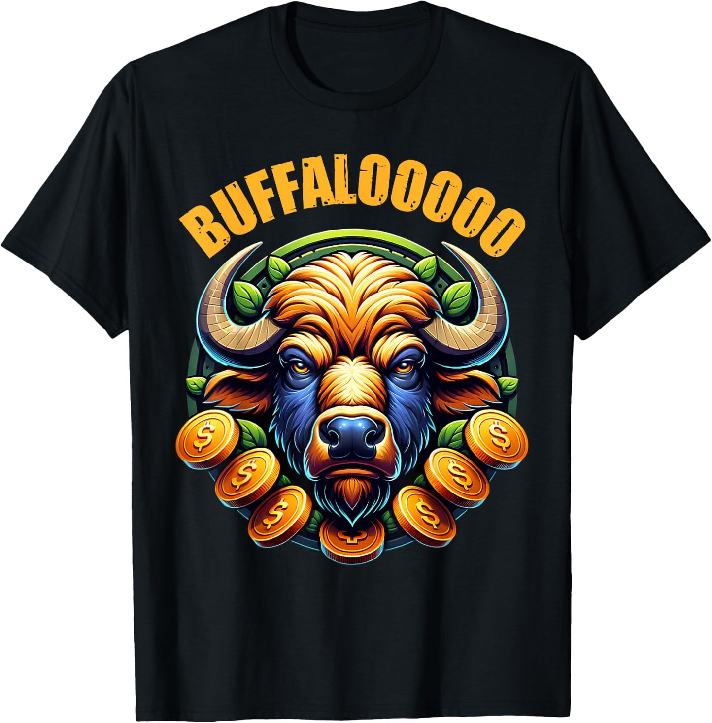 Lucky Buffalo Casino Slot Machine BUFFALOOOOO Gambling T-Shirt - T-Shirt | Black
