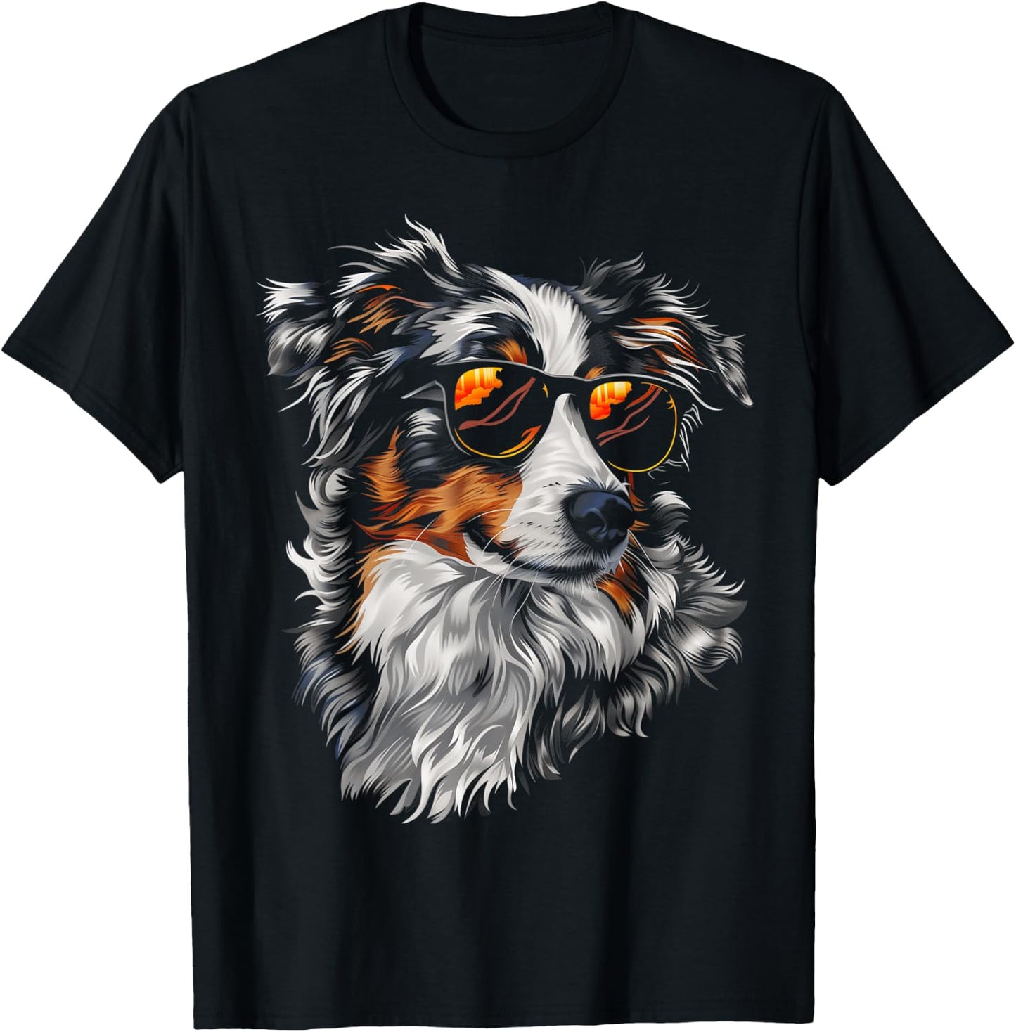 Australian Shepherd Sunglasses Funny Dog Mom Dad T-Shirt - T-Shirt | Black
