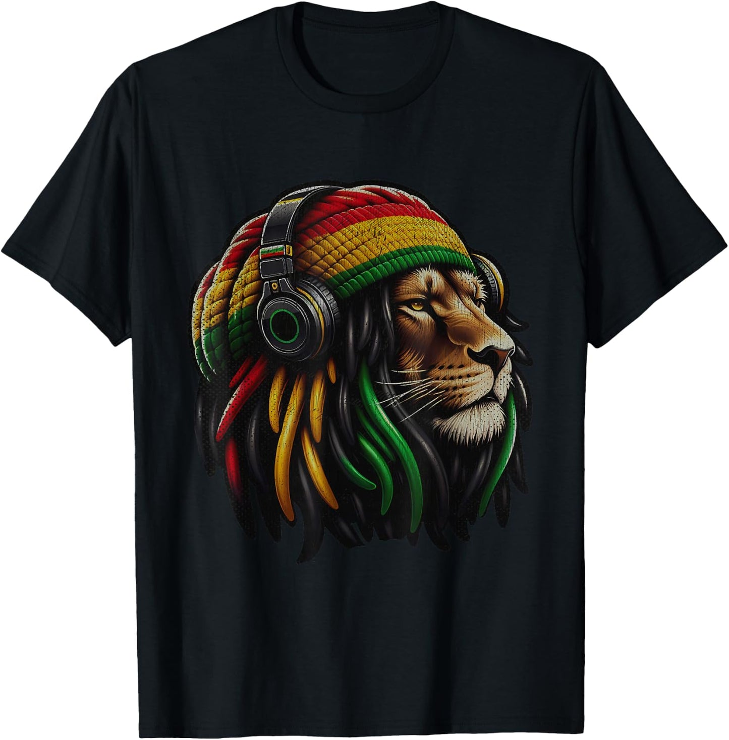 Jamaica Roots Reggae Lion of Judah Rastafari T-Shirt - T-Shirt | Black