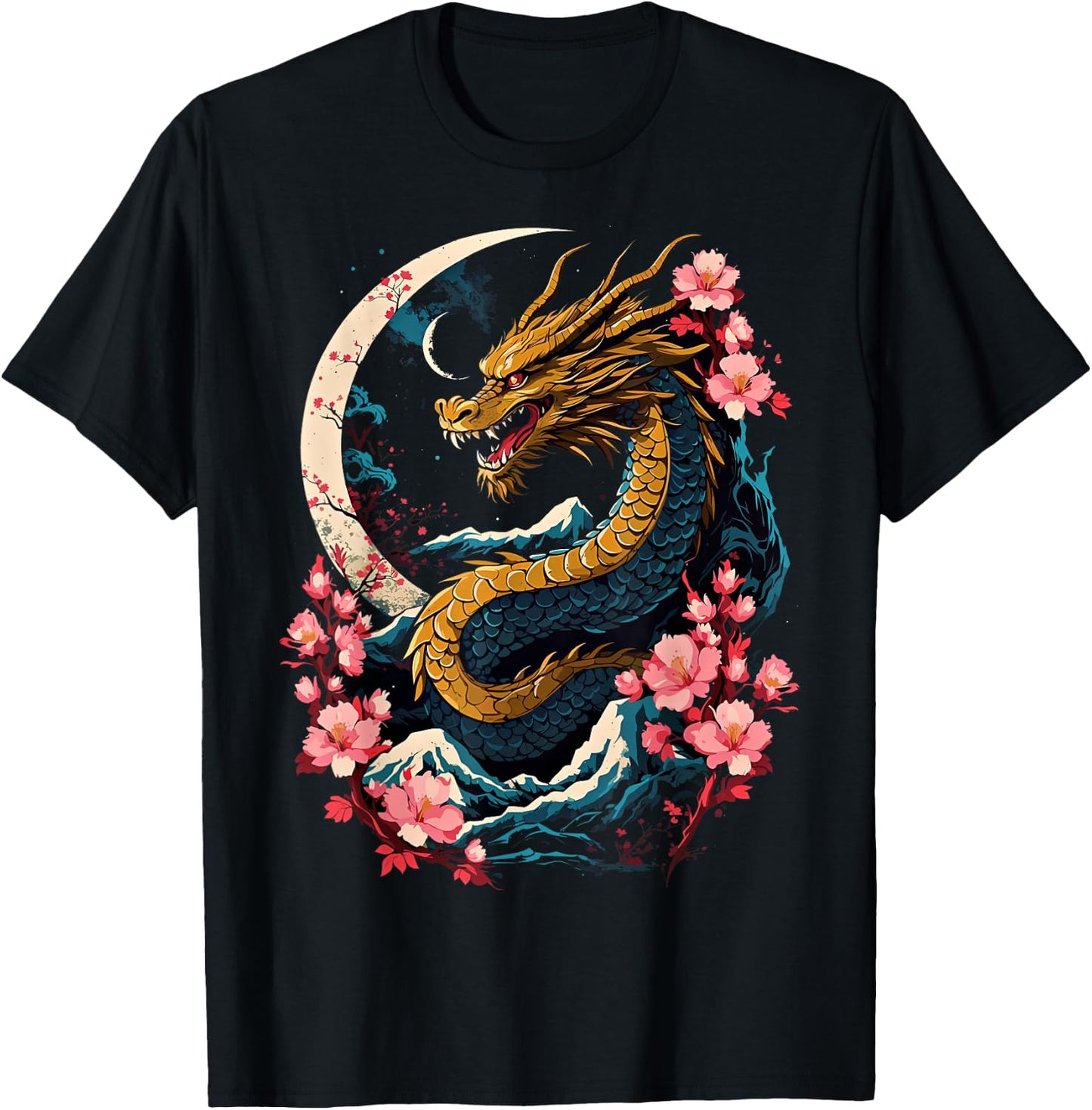 Dragon Asian Japanese Style Tattoo Aesthetic Dragon Japanese T-Shirt - T-Shirt | Black