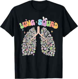 Happy Easter Bunny Eggs Lung Squad RT Respiratory Therapist T-Shirt - T-Shirt | Black