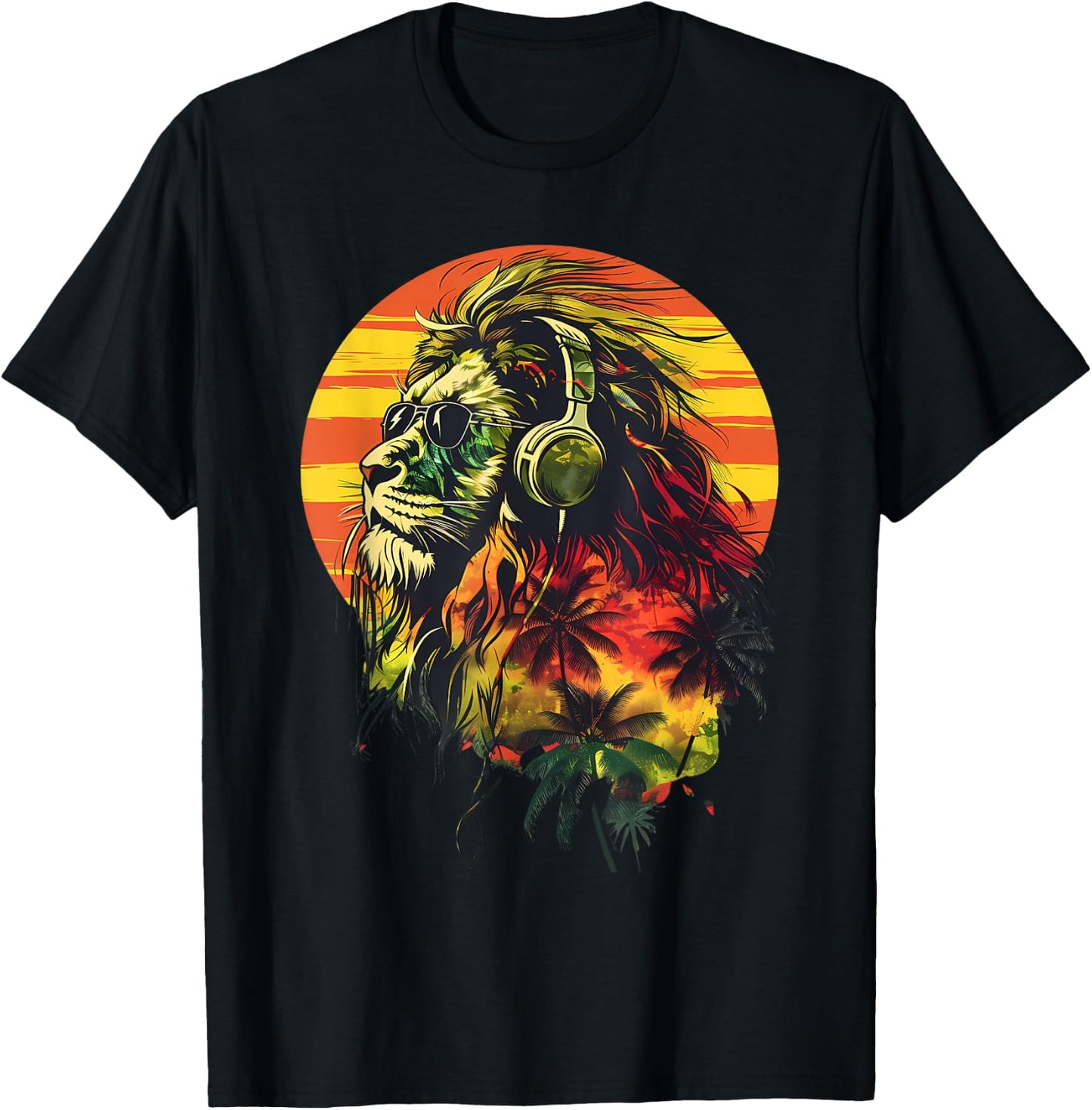 Rasta Reggae Lion Rasta Roots Lion Of Judah Reggae Music T-Shirt - T-Shirt | Black