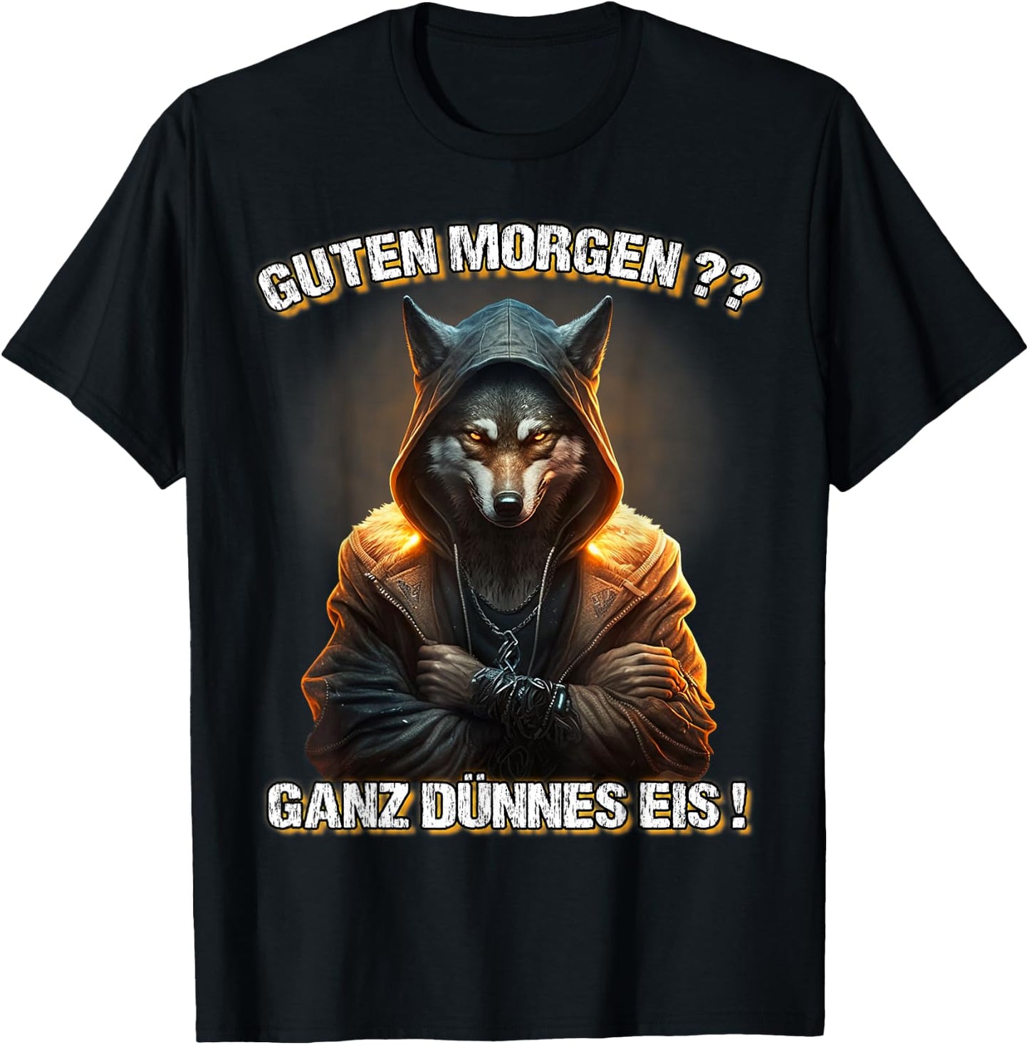 Guten Morgen? Ganz Dünnes Eis! Lustiges Wolf Kaffee T-Shirt - T-Shirt | Black