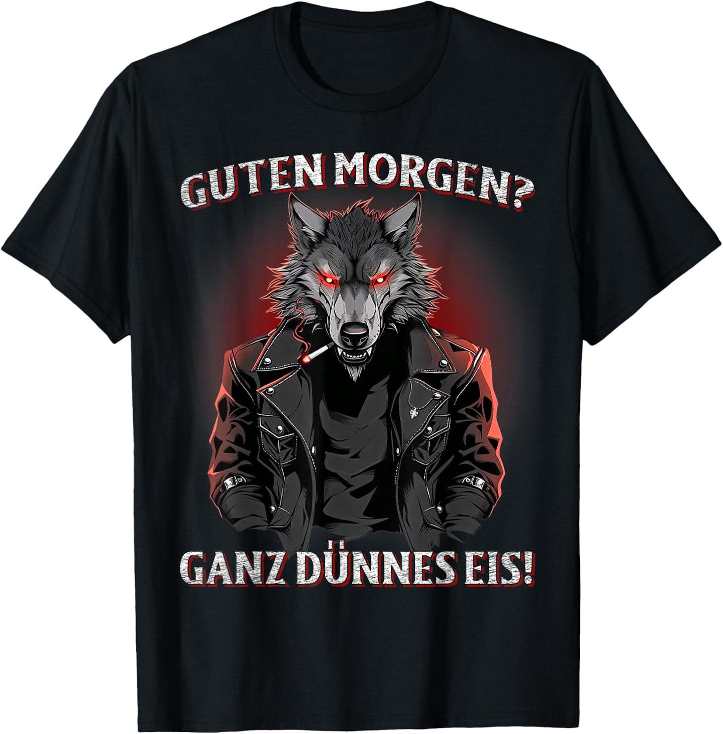 Guten Morgen? Ganz Dünnes Eis! Lustiges Wolf Kaffee T-Shirt - T-Shirt | Black