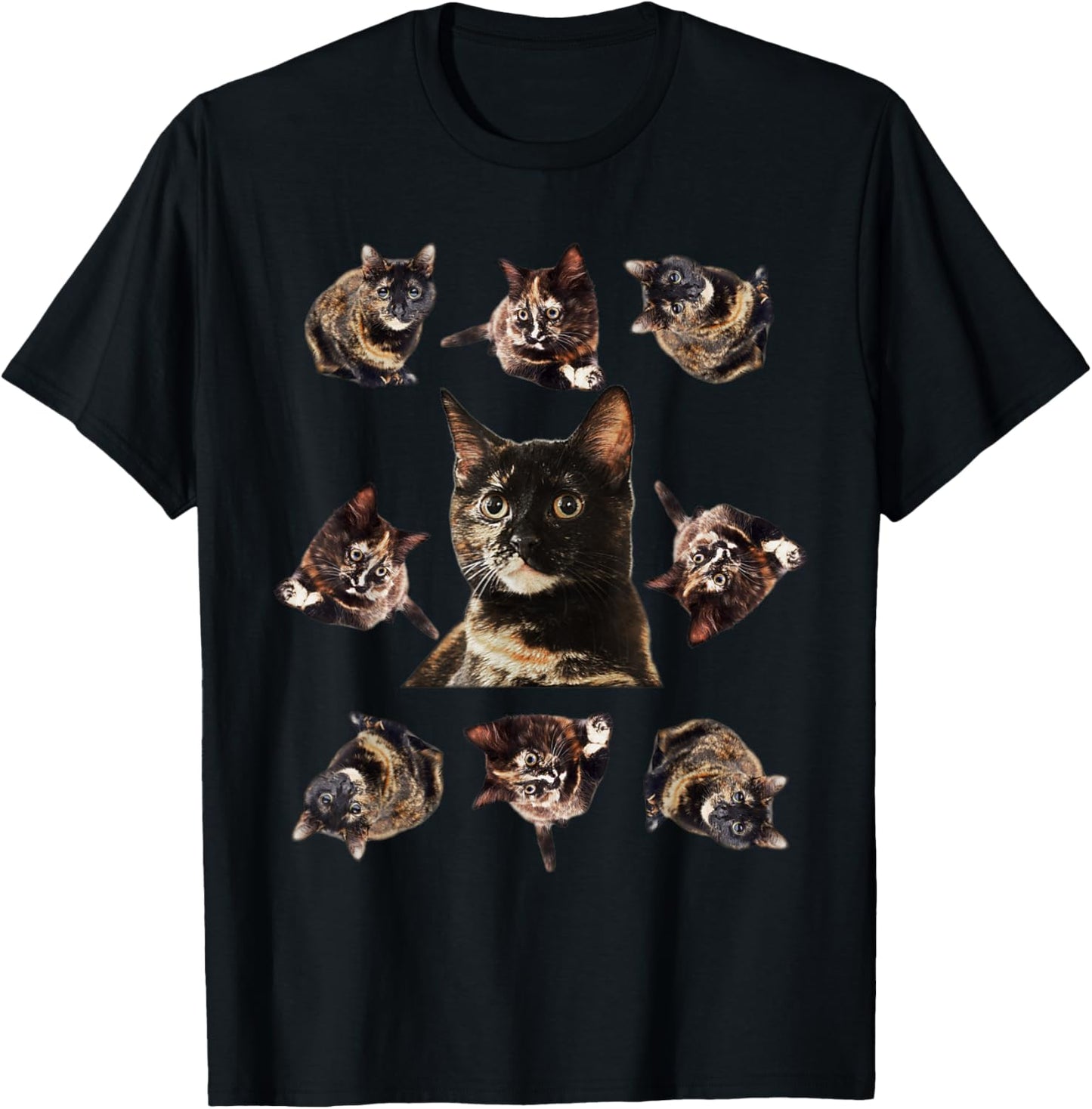 Tortie Cat Tortoiseshell Overload Multi Cat T-Shirt - T-Shirt | Black