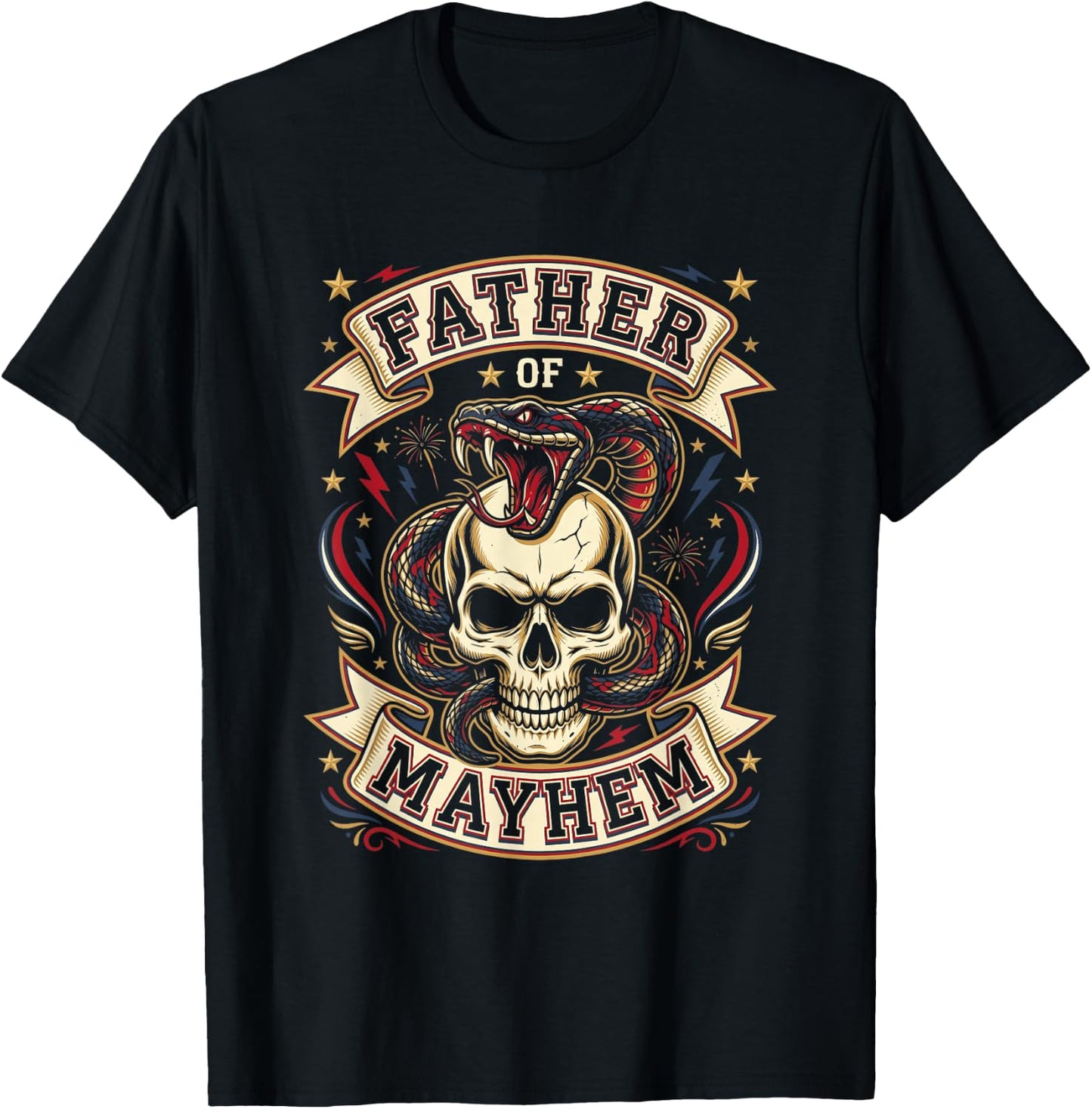 Men Dad Funny Father's Day Matching Family Father of Mayhem T-Shirt - T-Shirt | Black