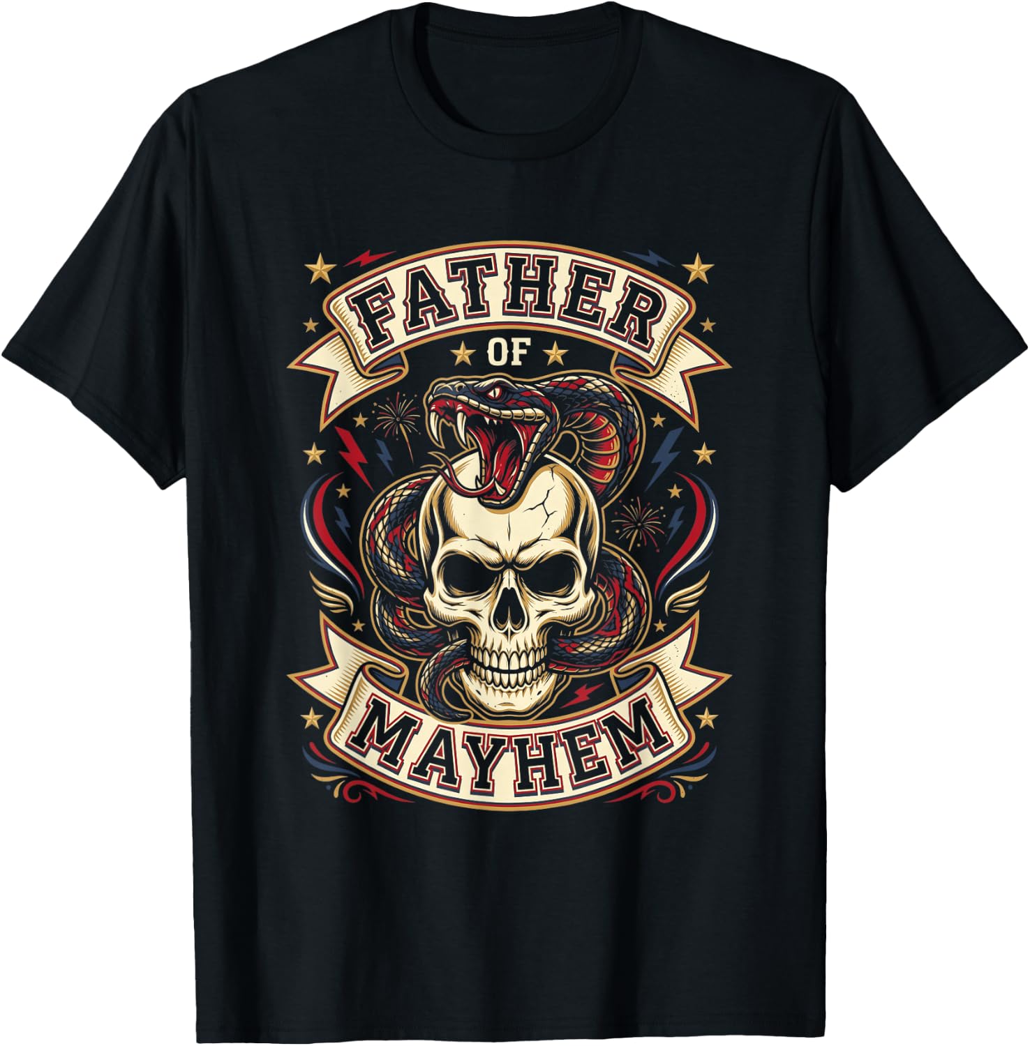 Men Dad Funny Father's Day Matching Family Father of Mayhem T-Shirt - T-Shirt | Black