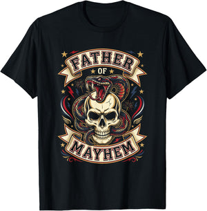 Men Dad Funny Father's Day Matching Family Father of Mayhem T-Shirt - T-Shirt | Black