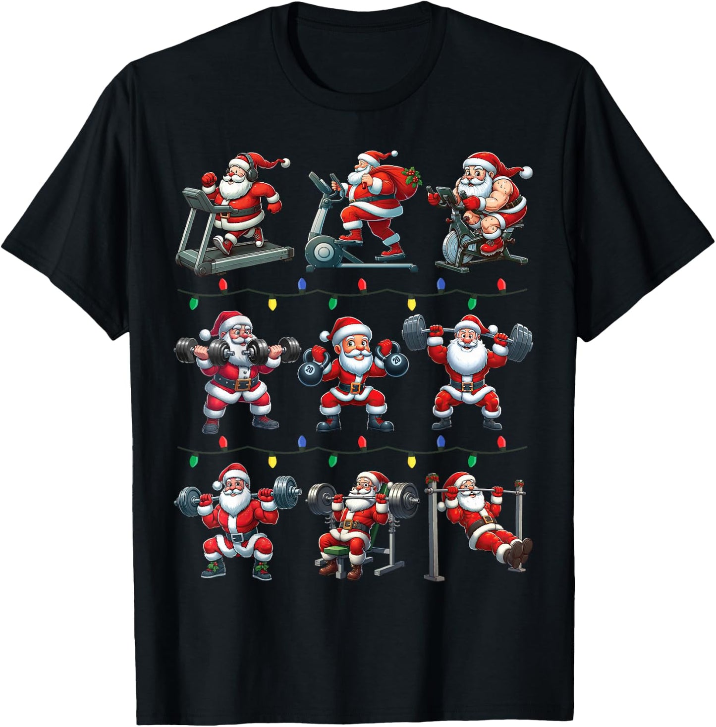 Santa Fitness Collection Gym Workout Weightlifting Christmas T-Shirt - T-Shirt | Black