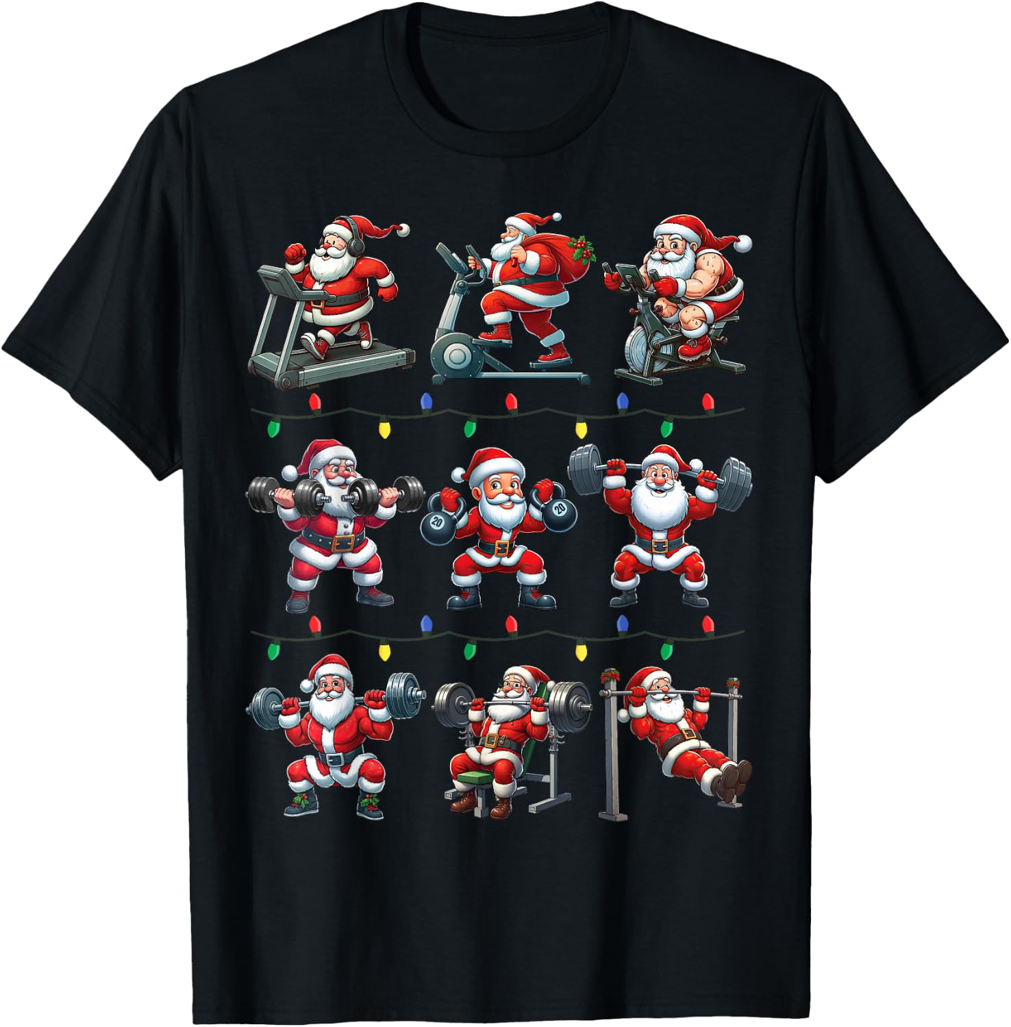 Santa Fitness Collection Gym Workout Weightlifting Christmas T-Shirt - T-Shirt | Black