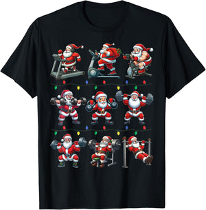 Santa Fitness Collection Gym Workout Weightlifting Christmas T-Shirt - T-Shirt | Black