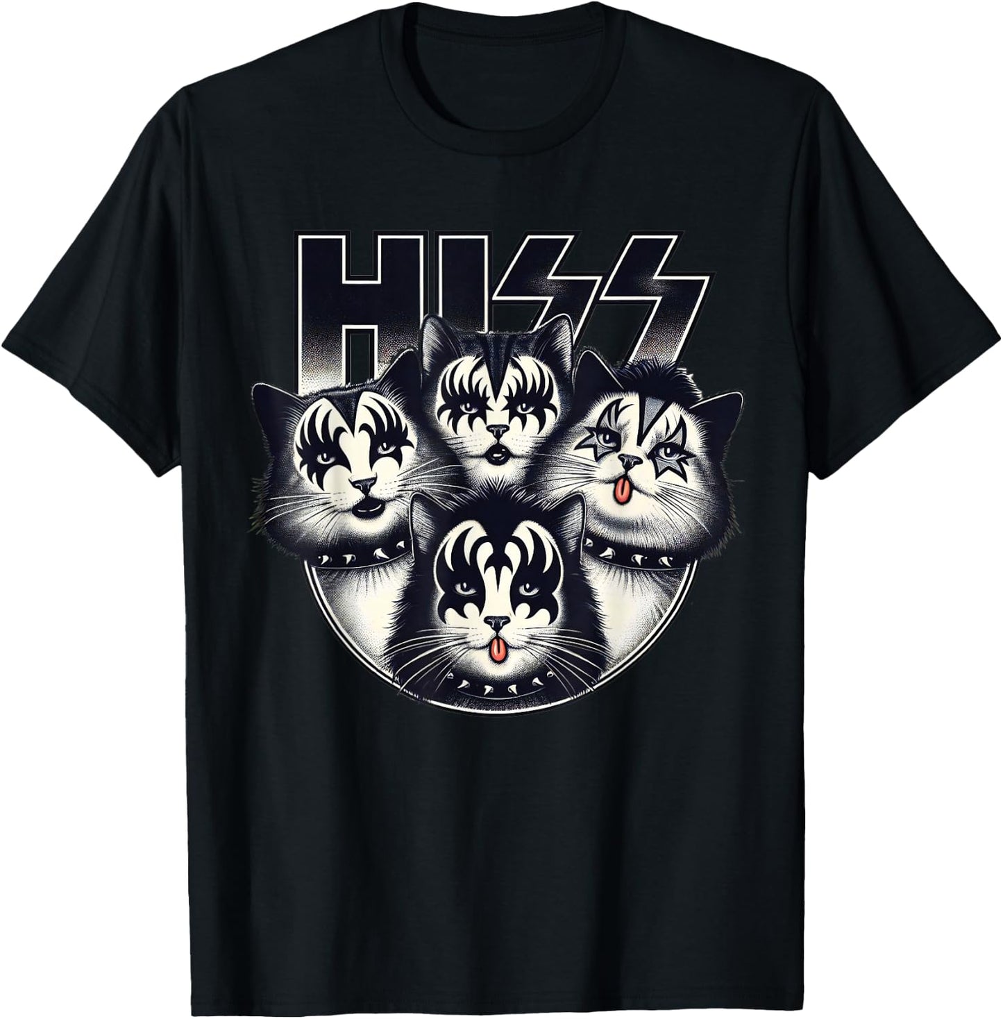 Cute Hiss Cats Rock Kittens Kitty Rocking Music Cat Lovers T-Shirt - T-Shirt | Black