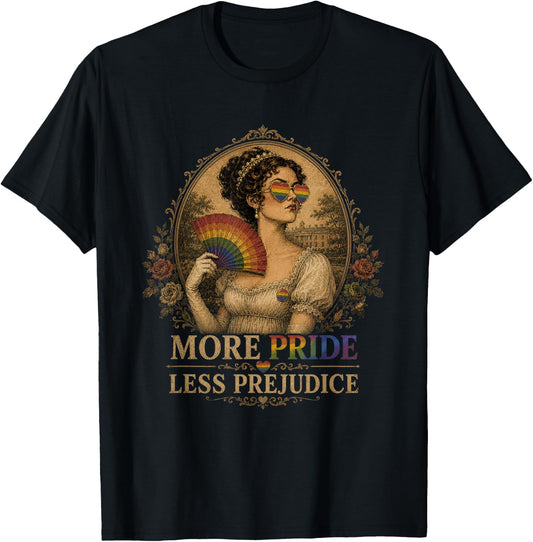 More Pride Less Prejudice Pride Month LGBTQ Meme Face T-Shirt - T-Shirt | Black