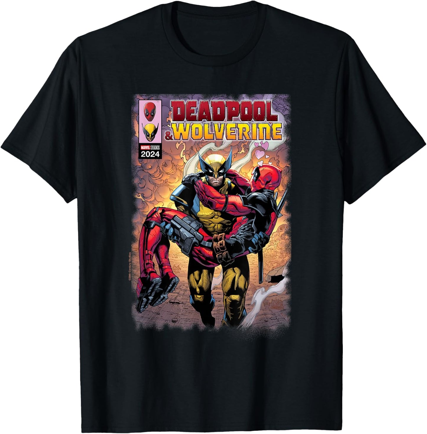 Marvel Deadpool & Wolverine Wolverine Saves Deadpool Comic , Black, S T-Shirt - T-Shirt | Black