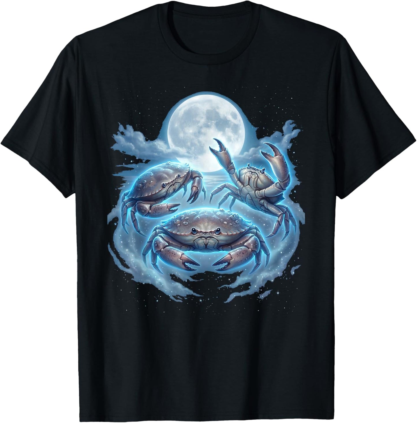 Crab Moon Cosmic Dreamy Graphic T-Shirt - T-Shirt | Black