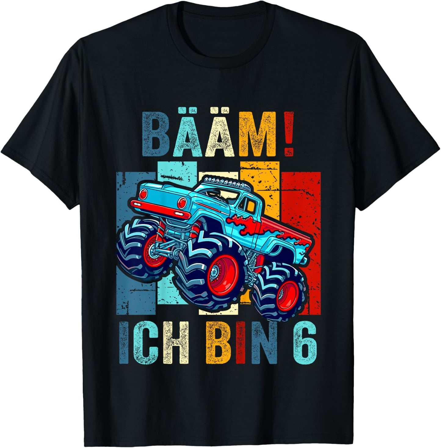 6 Jahre Junge Geburtstag Sechs Monster Truck BÄÄM! ICH BIN 6 T-Shirt - T-Shirt | Black