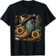 Western Cowboy Boots Horseshoe Sunflower Rope Cowgirl Boat , black T-Shirt - T-Shirt | Black