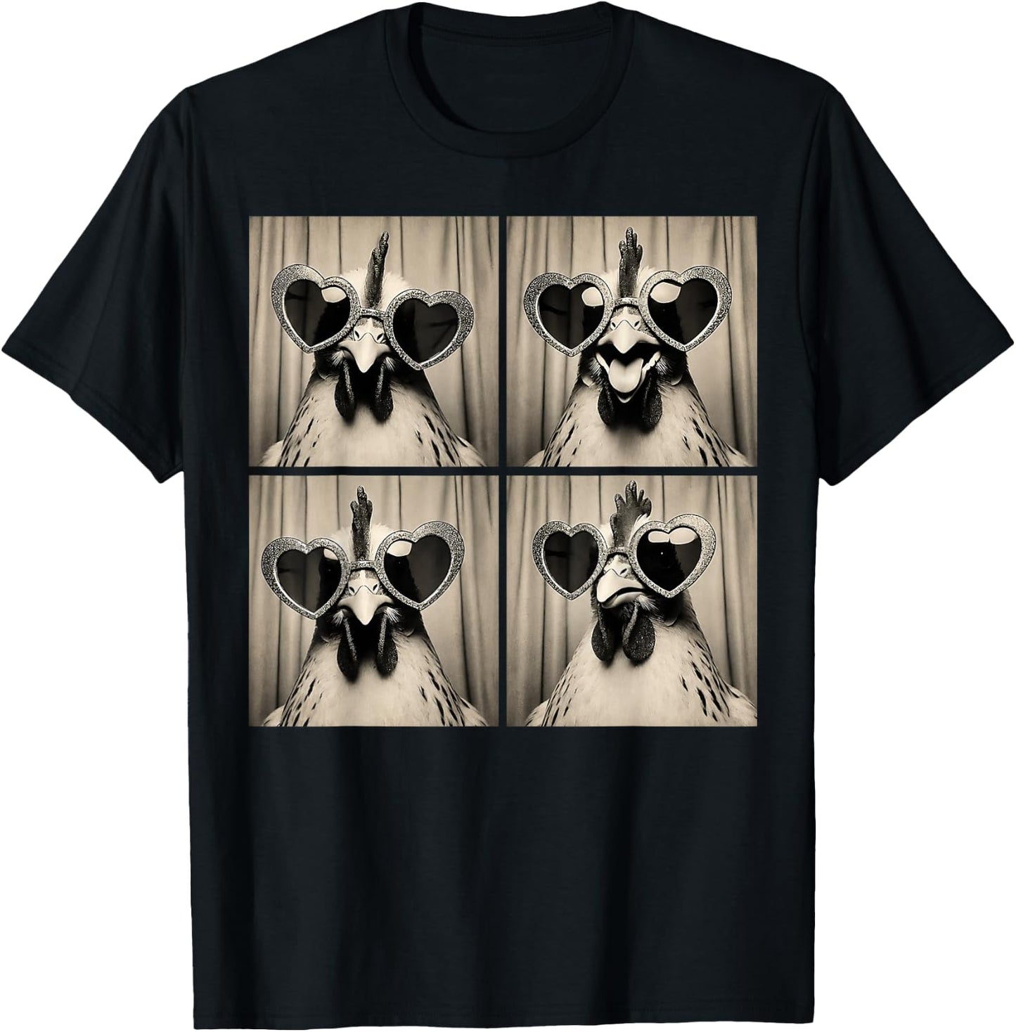 Rooster Wearing Sunglasses Photobooth Selfie Farm Chicken T-Shirt - T-Shirt | Black
