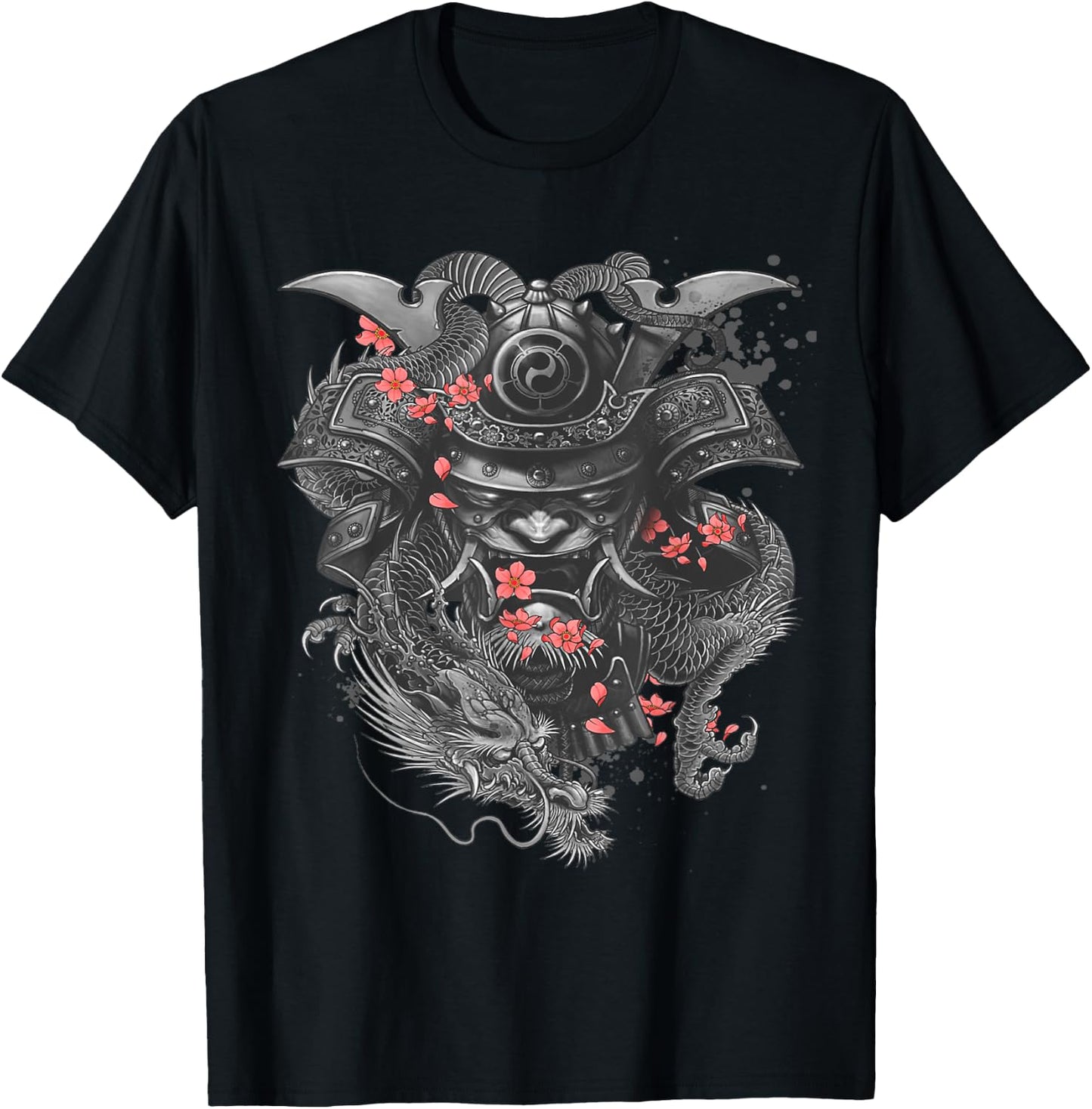 Samurai Warrior Japanese Bushido Dragon Oni Knight Gift T-Shirt - T-Shirt | Black