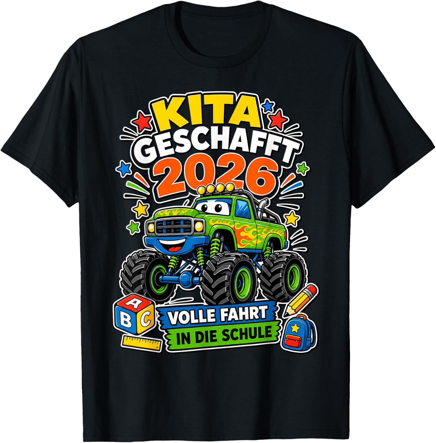 Kita Geschafft 2026 Volle Fahrt Jungen T-Shirt - T-Shirt | Black