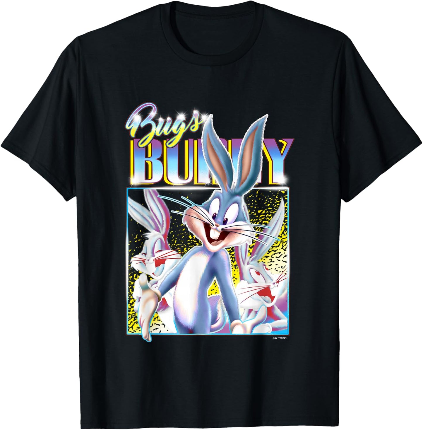 Looney Tunes Bugs Bunny Neon Lights Camera Action T-Shirt - T-Shirt | Black
