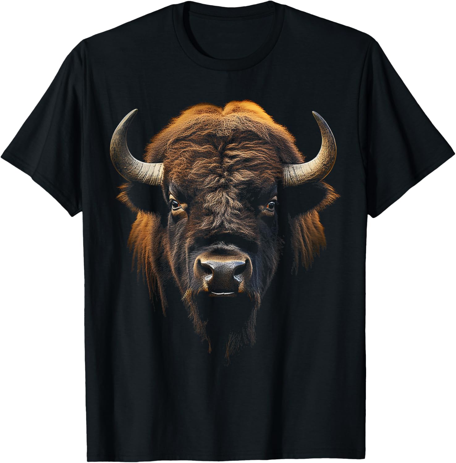 Bison Portrait Tier Zoo Kunst Bison T-Shirt - T-Shirt | Black