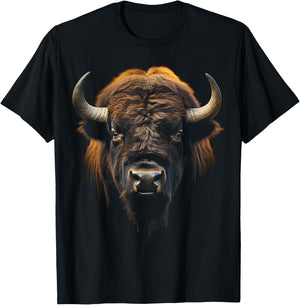 Bison Portrait Tier Zoo Kunst Bison T-Shirt - T-Shirt | Black