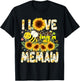 I Love Being A Memaw Sunflower Leopard Bee Mothers Day T-Shirt - T-Shirt | Black