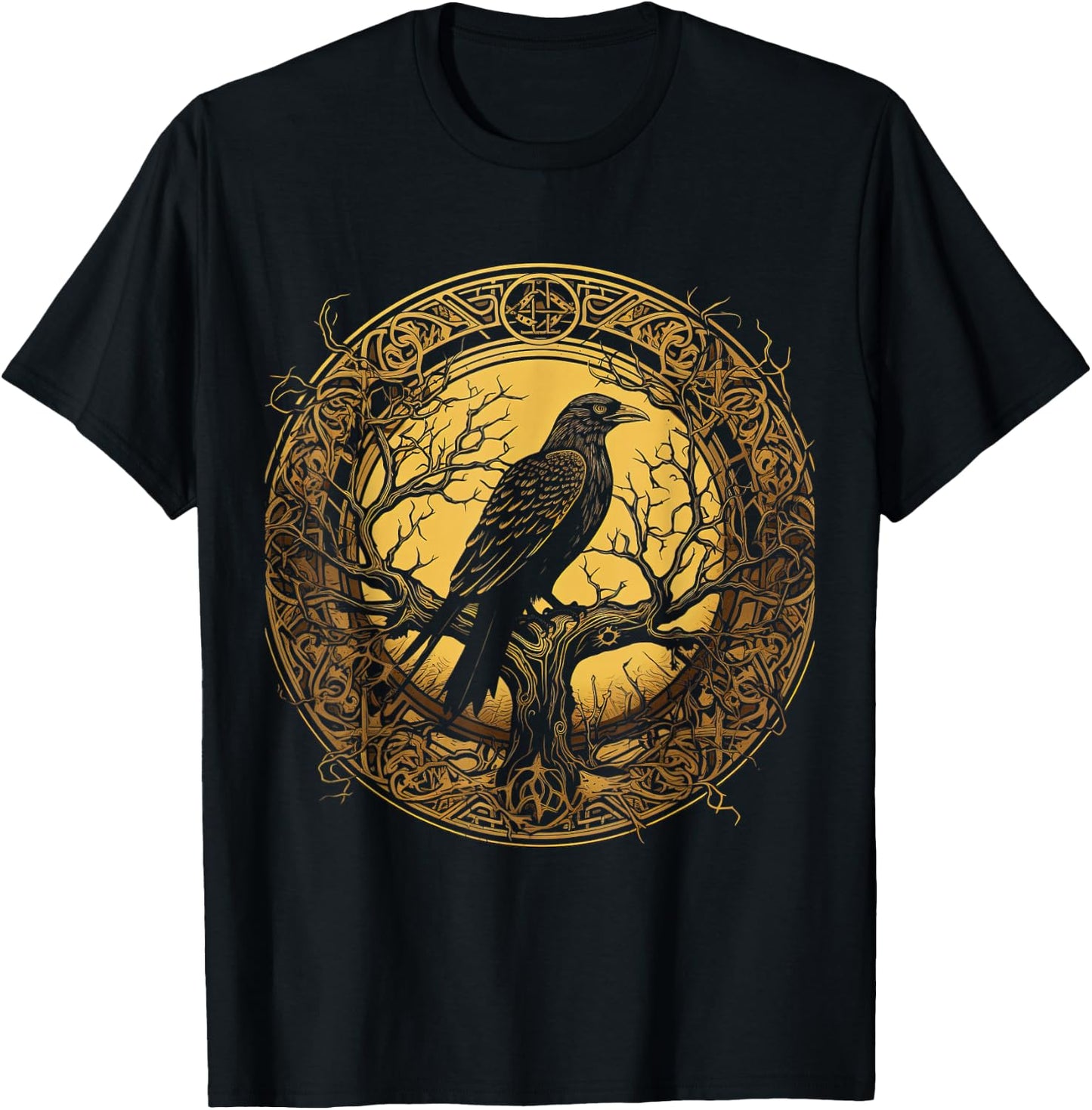 Odin Raven Odin's Tree of Life Viking Valhalla Pagan T-Shirt - T-Shirt | Black