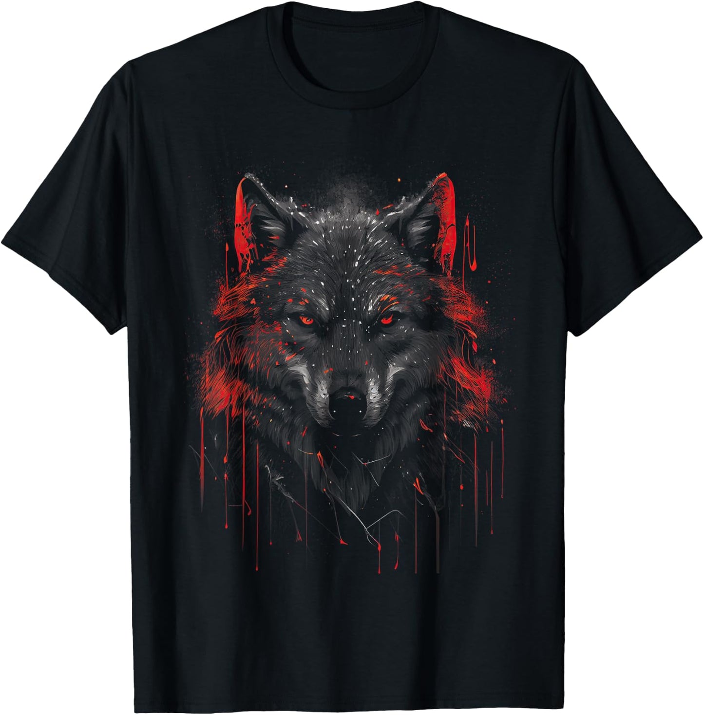 Wolf Dark Lone Moon Savage Mythical Wild Art T-Shirt - T-Shirt | Black