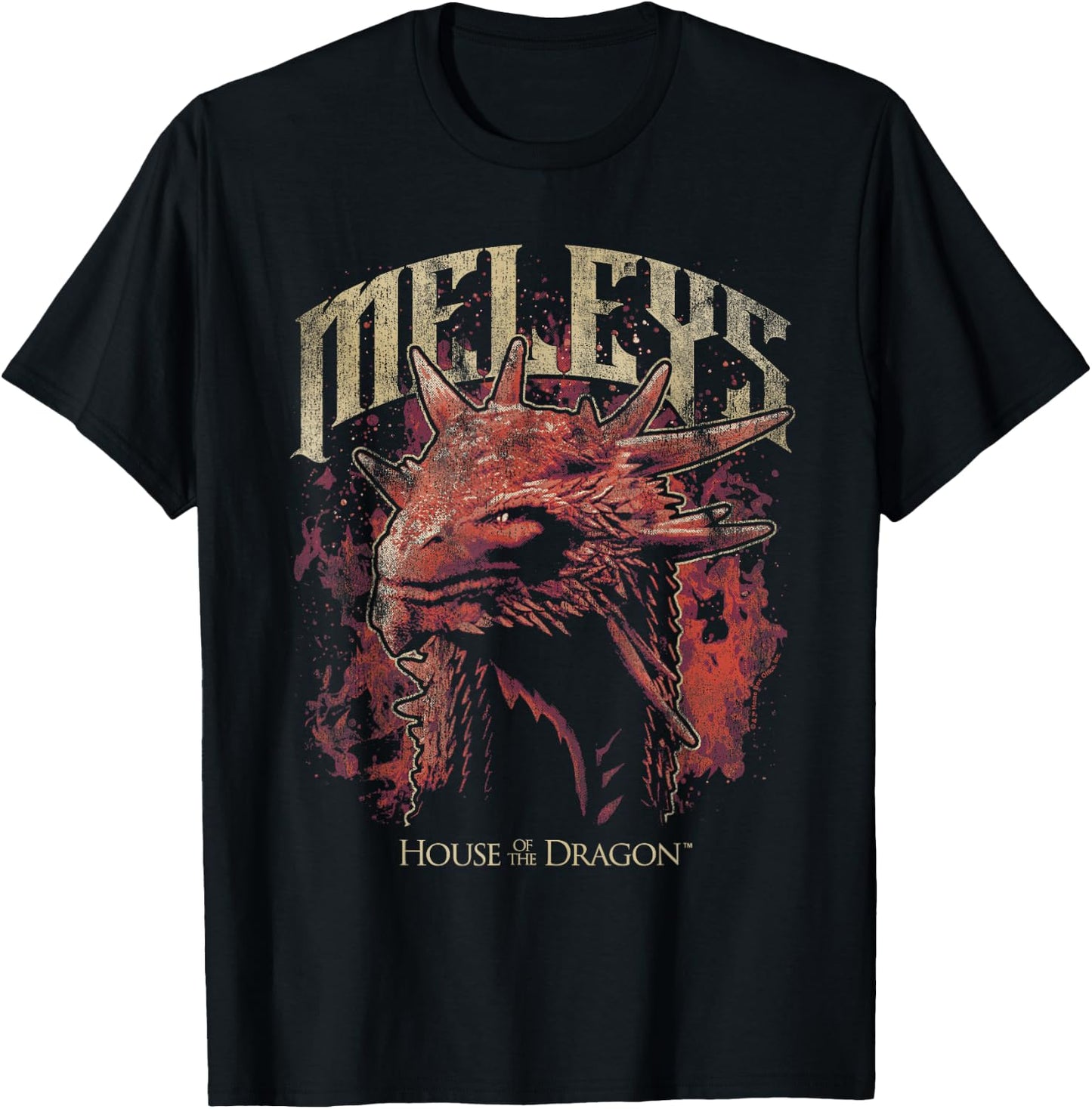 House of The Dragon Targaryen Meleys in Flames T-Shirt - T-Shirt | Black