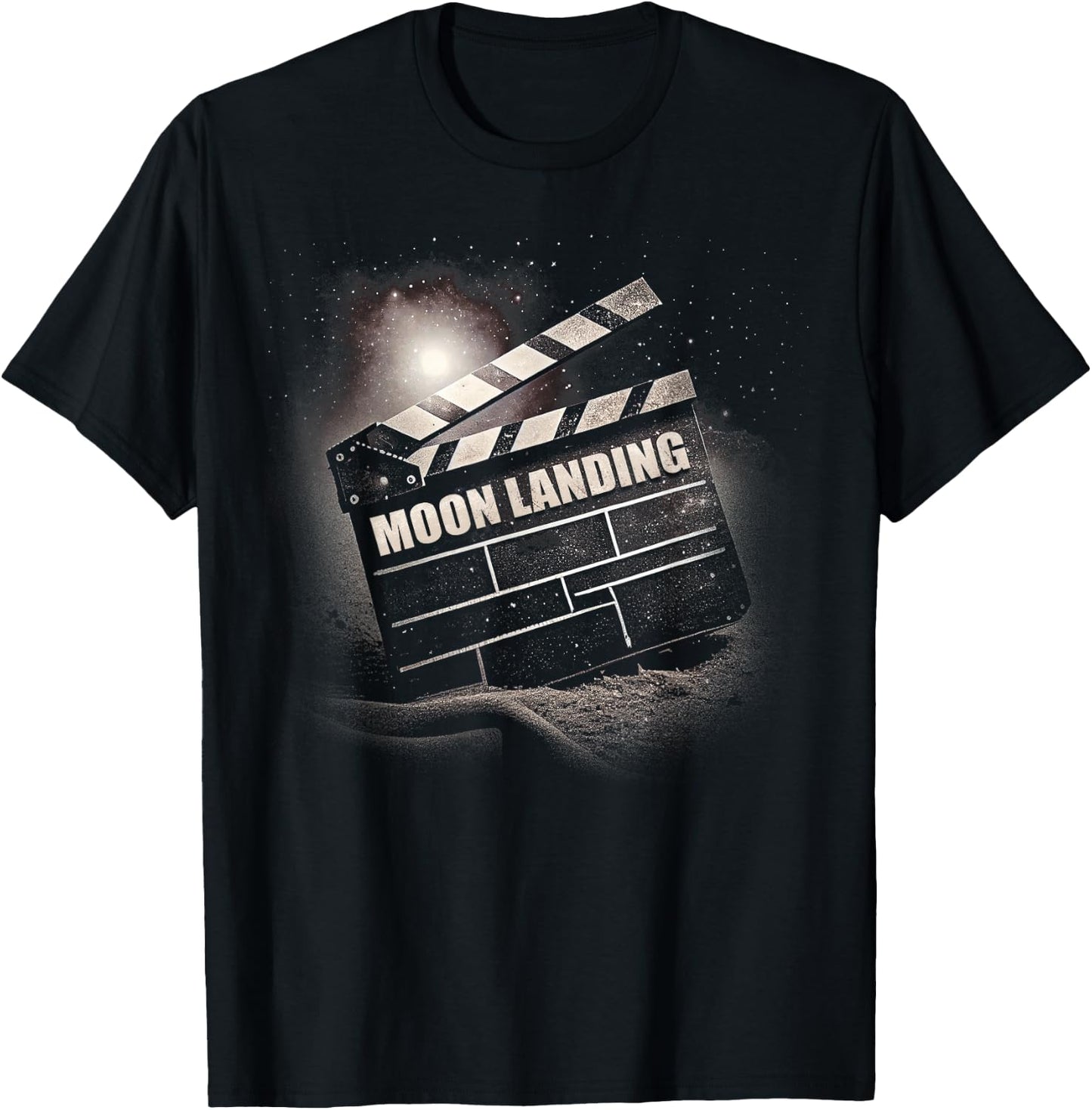 Fake Moon Landing Conspiracy Theory Meme Hoax Clapperboard T-Shirt - T-Shirt | Black