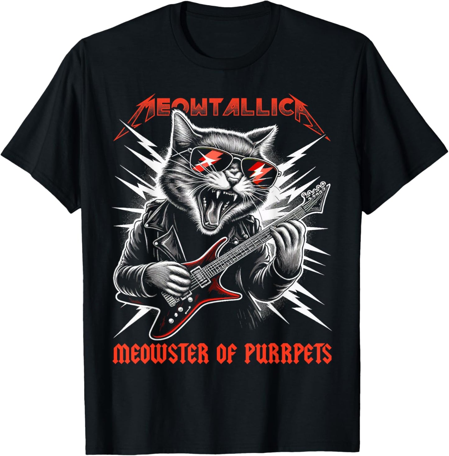 Meowtallica Meowster Of Purrpets – Chat amusant T-Shirt - T-Shirt | Black