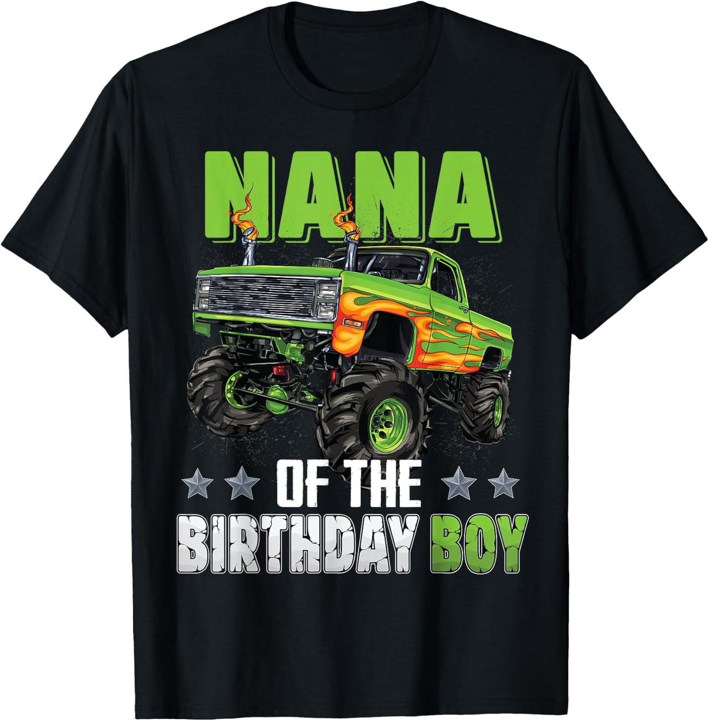 Nana of Birthday Boy Monster Truck Car Family Matching Mimi T-Shirt - T-Shirt | Black