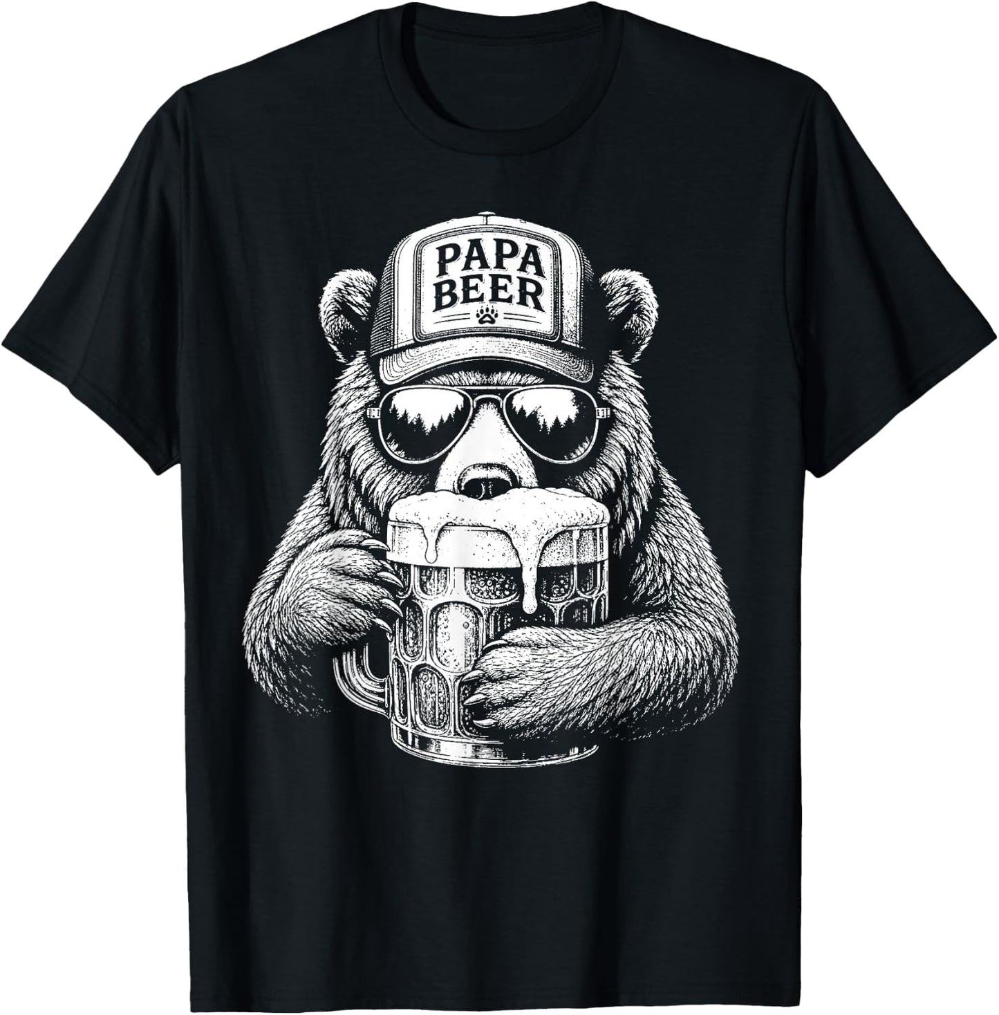 Papa Beer Vatertag Bester Papa Bier lustige Papa Geschenk T-Shirt - T-Shirt | Black