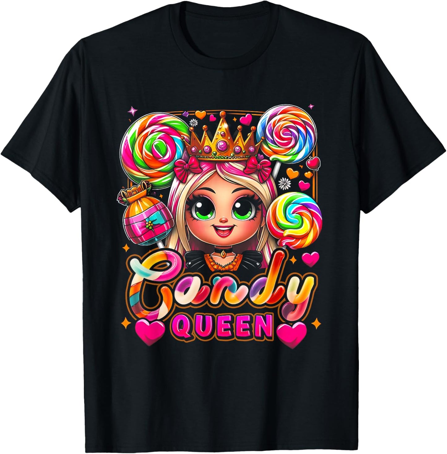 Bonbon d'Halloween amusant Candy a Queen Lollipop Lover Girls Coloré T-Shirt - T-Shirt | Black