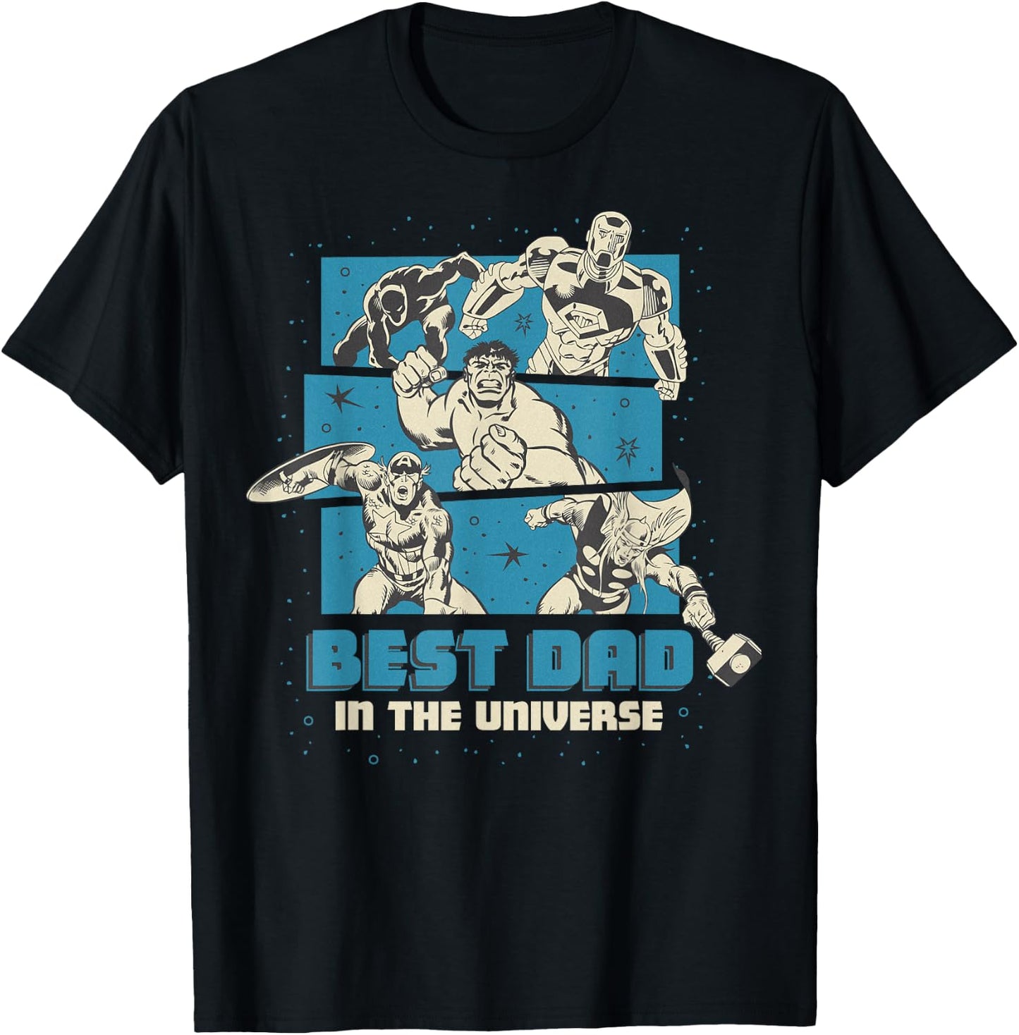Marvel Avengers Father's Day Best Dad in The Universe T-Shirt - T-Shirt | Black