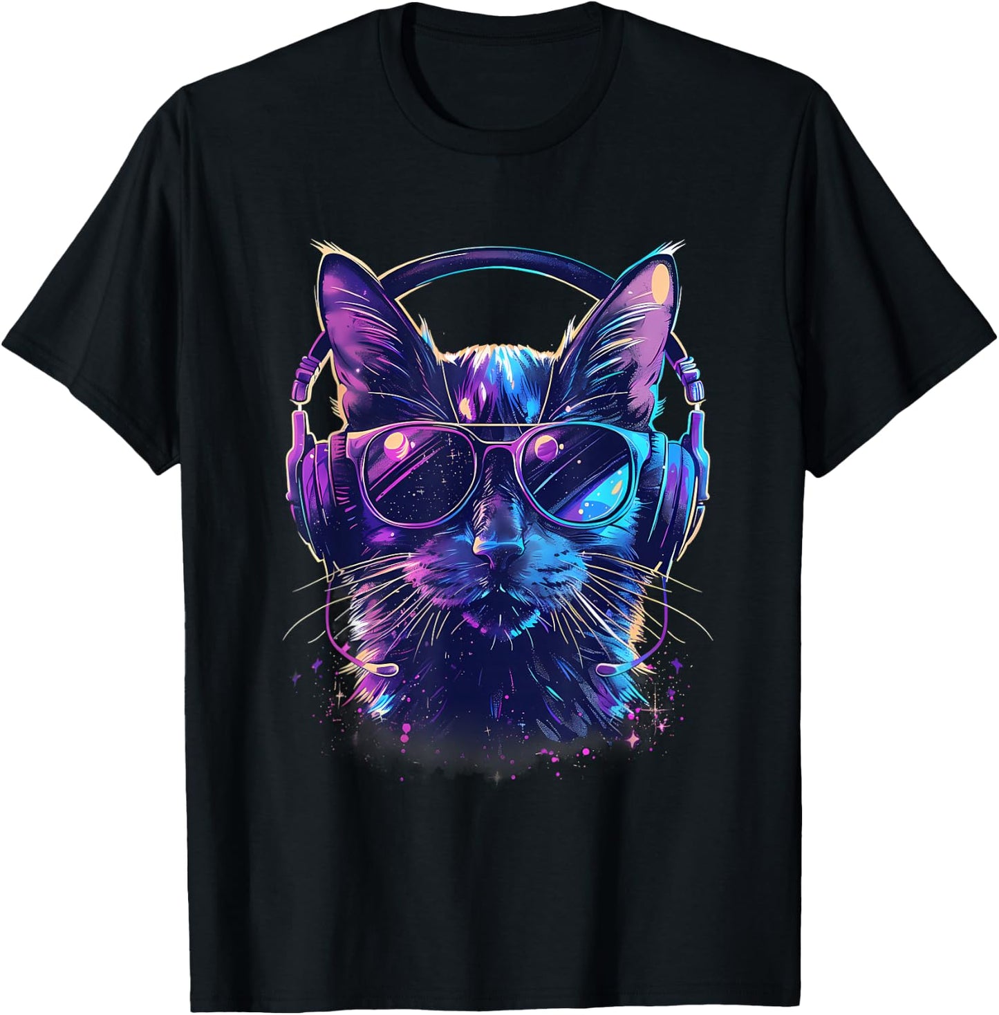 DJ Cat EDM Cat Music DJ Techno Music Headphones Beatmaker T-Shirt - T-Shirt | Black