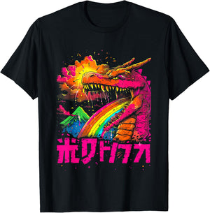 Japanese Art Dragon Rainbow Kaiju T-Shirt - T-Shirt | Black