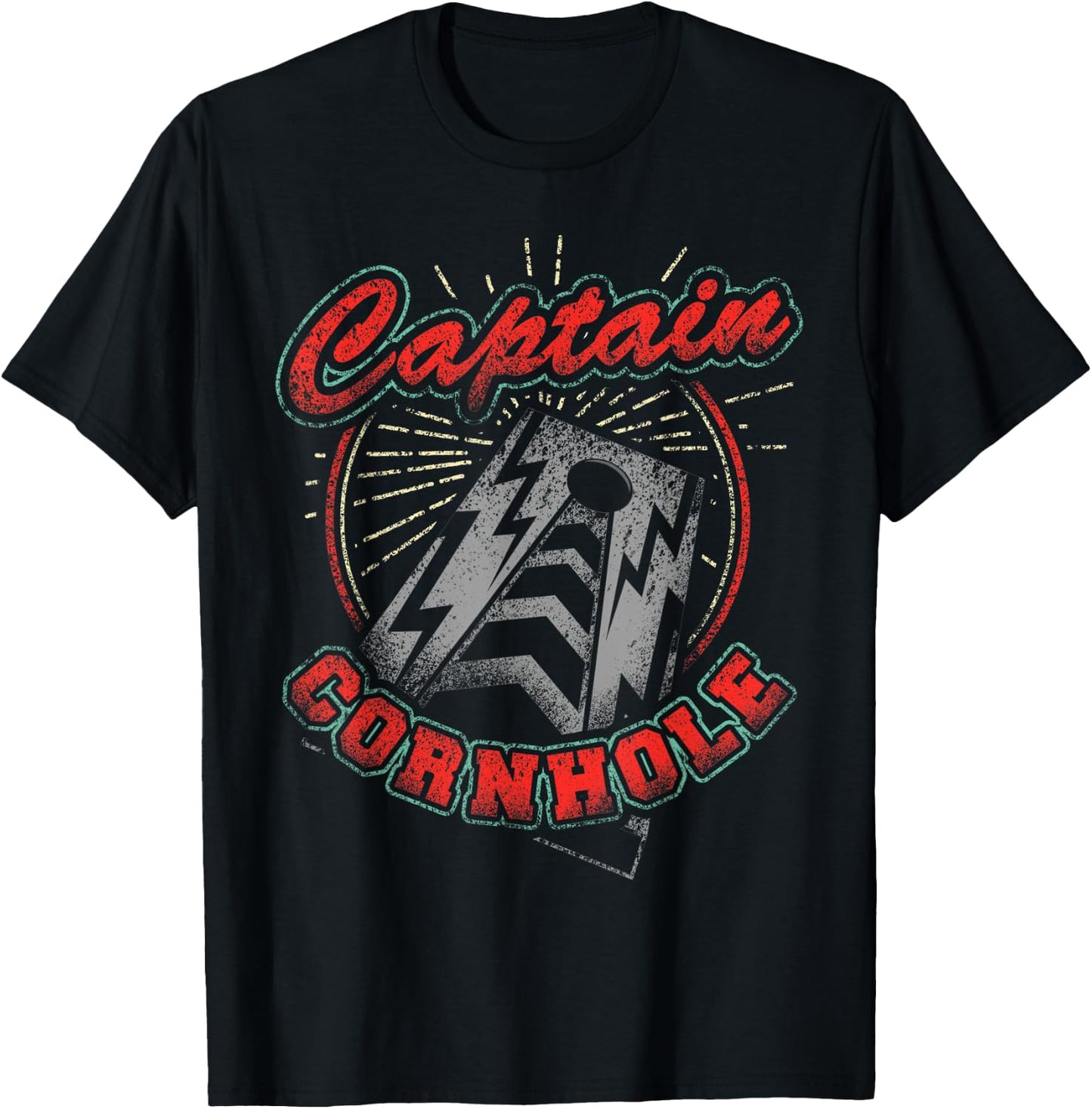 Captain Cornhole Funny T-Shirt - T-Shirt | Black