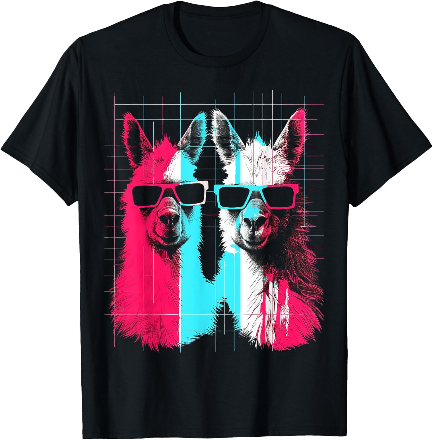 Alpaca Fun Art Sunglasses Animal Graphic Anime T-Shirt - T-Shirt | Black