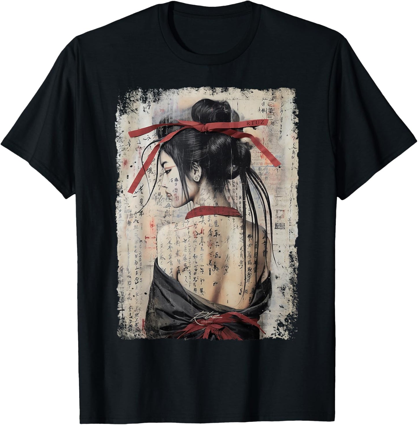 Geisha Asia Japan Woman Vintage Culture Tokyo Geisha , black T-Shirt - T-Shirt | Black